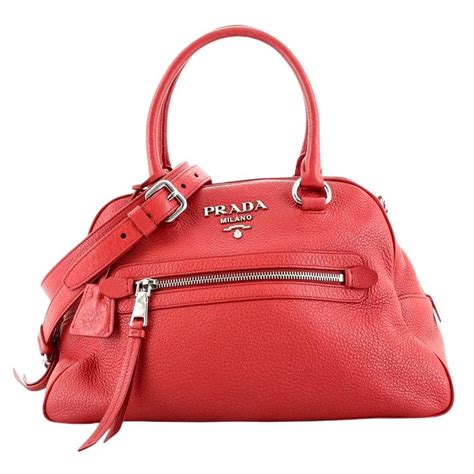 prada daino bowling red bag|prada leather backpack.